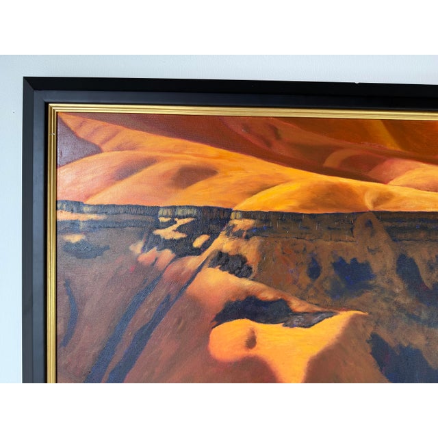 Wood 1990’s Vintage Rowe Impressionist Grand Canyon Landscape Oil on Canvas Painting, Framed For Sale - Image 7 of 12
