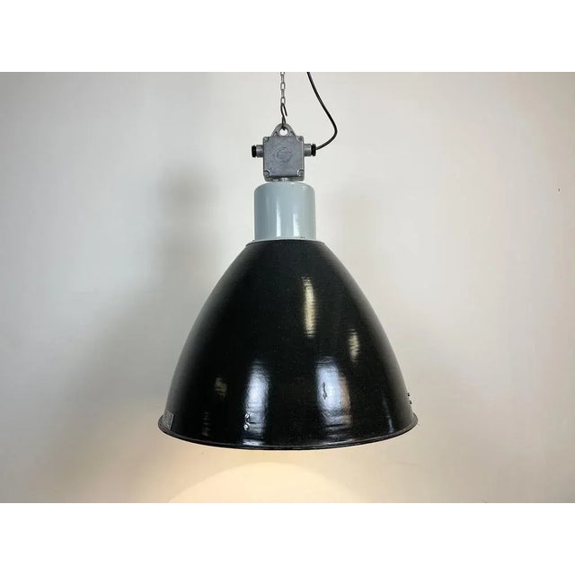 Large Industrial Enamel Factory Pendant Lamp from Elektrosvit, 1960s For Sale - Image 11 of 15
