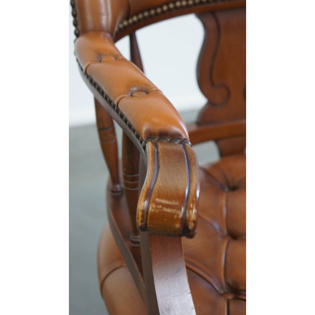 Chesterfield Office Chair in Cowhide and Wood For Sale - Image 10 of 16