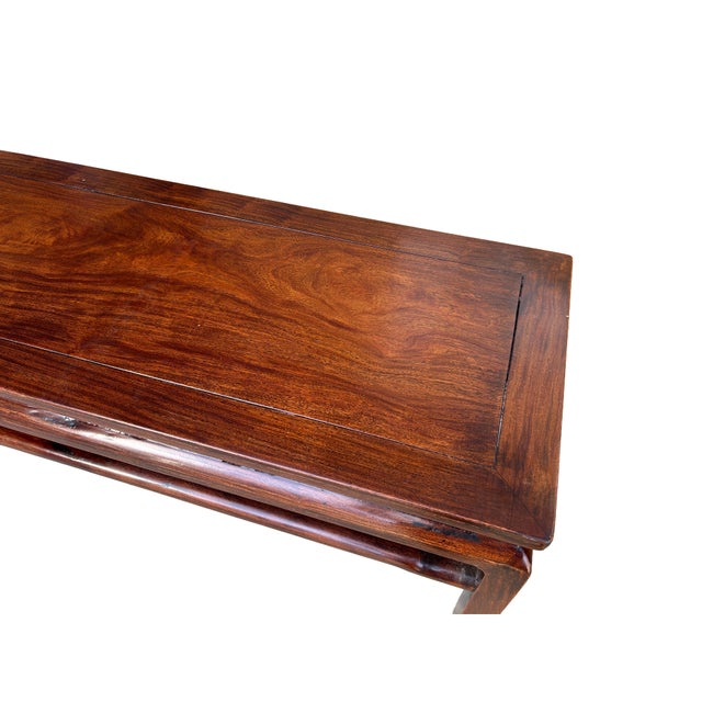 1980s Vintage Oriental Brown Stain Ming Style Simple Altar Console Table For Sale - Image 5 of 9