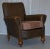 Edwardian Walnut Brown Leather Three-Piece Sofa, Armchairs Suite Tartan Cushions, Set of 3 For Sale - Image 14 of 18