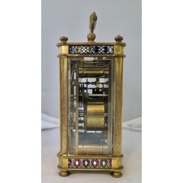 Late 19th Century Antique French Champleve Carriage Clock For Sale - Image 5 of 12