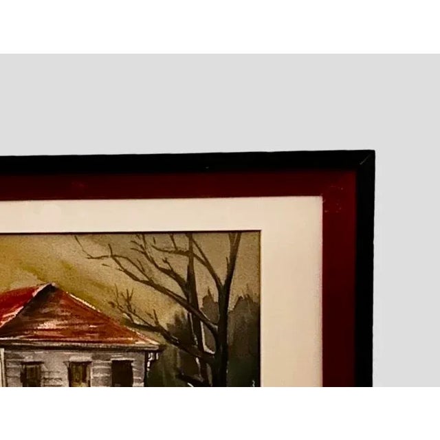 This little vintage watercolor of a southern house in disrepair is a mystery. It is unsigned but has a gallery tag on the...