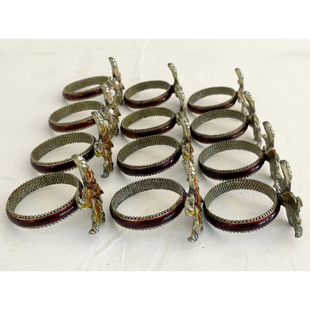 Pink and Red Flowers Napkin Rings - Set of 12 For Sale In Los Angeles - Image 6 of 13