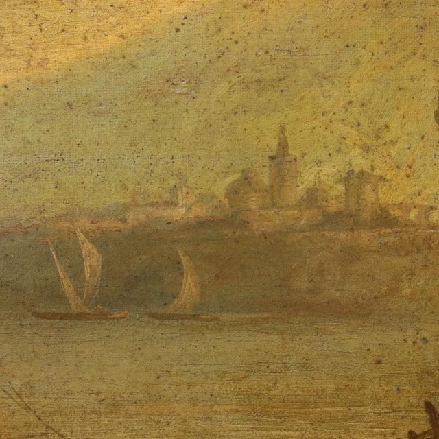 Marine Landscape with Figures, Oil on Canvas For Sale - Image 7 of 11