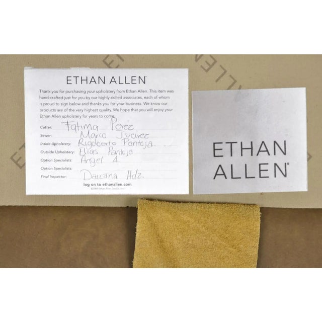 Early 21st Century Ethan Allen Oxford Leather Brown Recliner Club Lounge Chair and Ottoman For Sale - Image 5 of 12