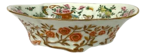 Chinese Qing Gilt Famille Rose Porcelain Oval Bowl