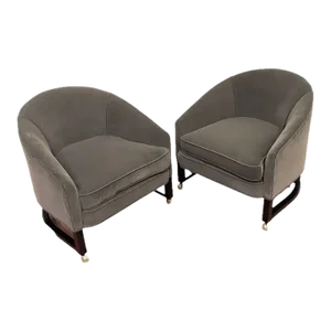 1970s Low Profile Barrel Back Club Chairs, Style of Harvey Probber - a Pair