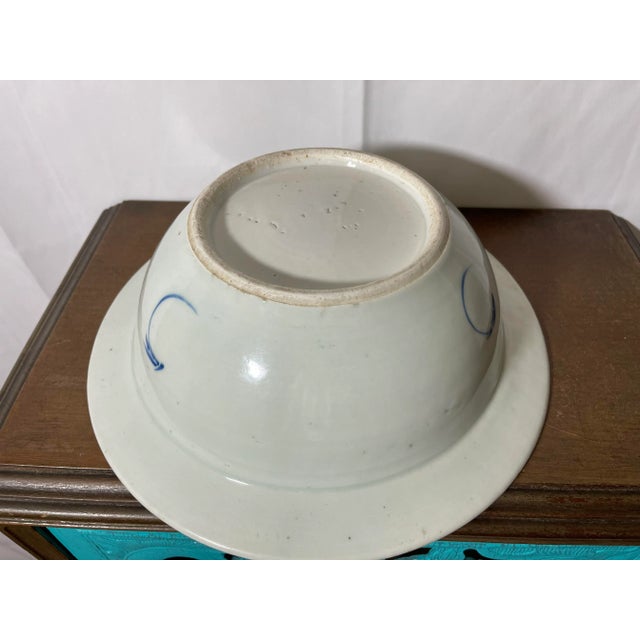 Ceramic Antique Large Chinese Blue & White Bowl For Sale - Image 7 of 8