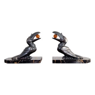 Art Deco Toucan Bookends by François Moreau, 1930s, Set of 2 For Sale