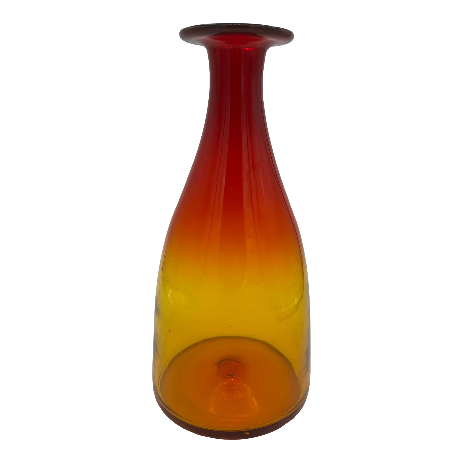 Mid 20th Century Vintage Mid Century Amberina Red Orange Glass Vase
