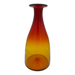 Mid 20th Century Vintage Mid Century Amberina Red Orange Glass Vase/Decanter