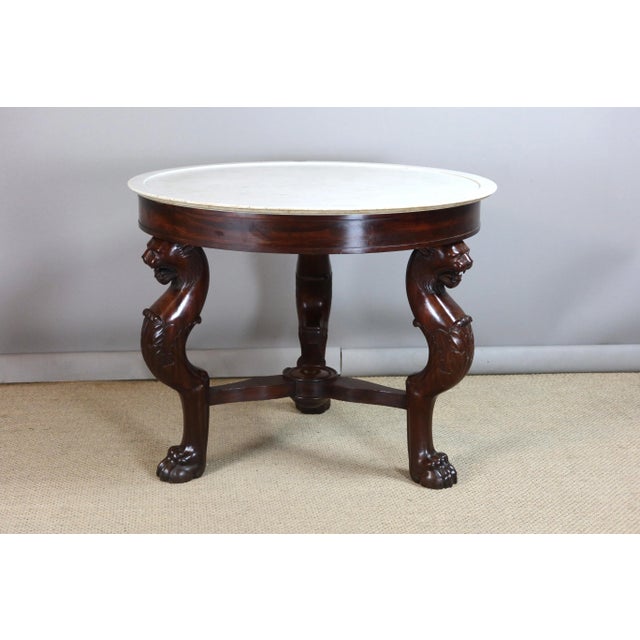 Empire Mahogany Pedestal Table with Lion Heads For Sale - Image 15 of 15