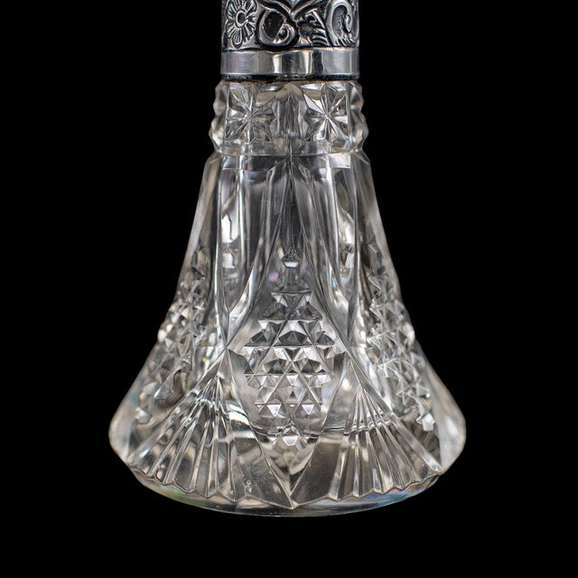 Pair of Small Antique Scent Bottles, English, Perfume Decanter, Silver Collar For Sale - Image 10 of 12