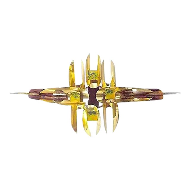 Vintage William Vose Mid-Century Gold Metal Wall Sculpture For Sale