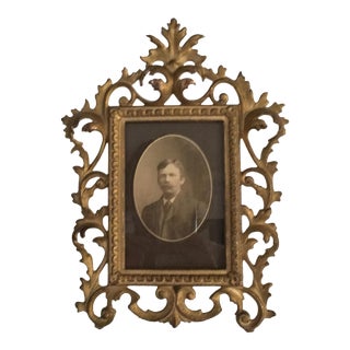 Victorian Rococo Portrait in Iron Frame For Sale