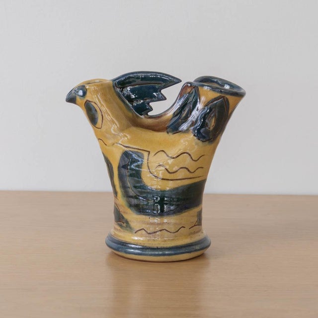 French 1950s French Ceramic Rooster Vase For Sale - Image 3 of 11