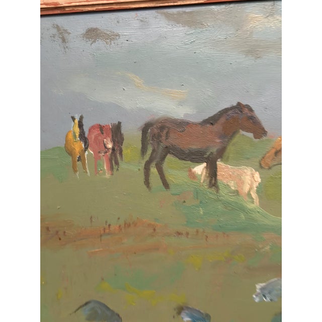 Sigfrid Bengtsson, Horses on the Meadow, Revinge, 1950s, Oil Painting on Panel, Framed For Sale - Image 6 of 13