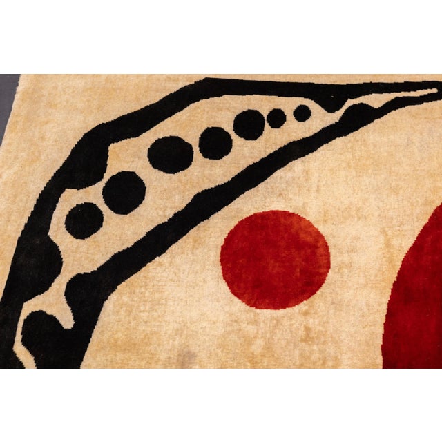 Cream Mid 20th Century French Artistic Wool Rug Inspired by Calder 4'10'' X 6'6'' For Sale - Image 8 of 9