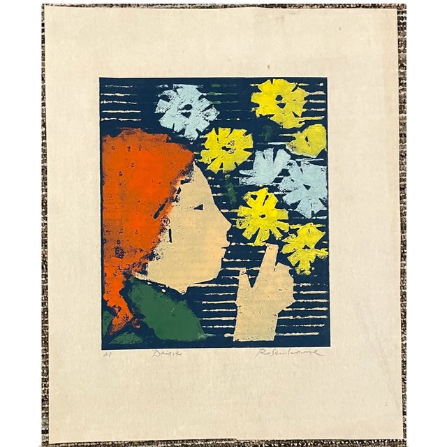 Irwin Rosenhouse Daisies Woodblock Artists Proof For Sale - Image 4 of 4