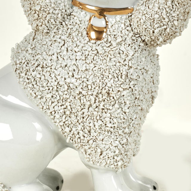 Ceramic Pair of Antique English Staffordshire Poodle Figures For Sale - Image 7 of 15