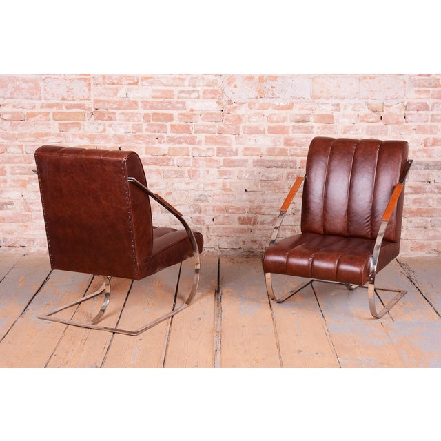 1920s Bauhaus Chairs in Leather and Steel, 1920s, Set of 2 For Sale - Image 5 of 16