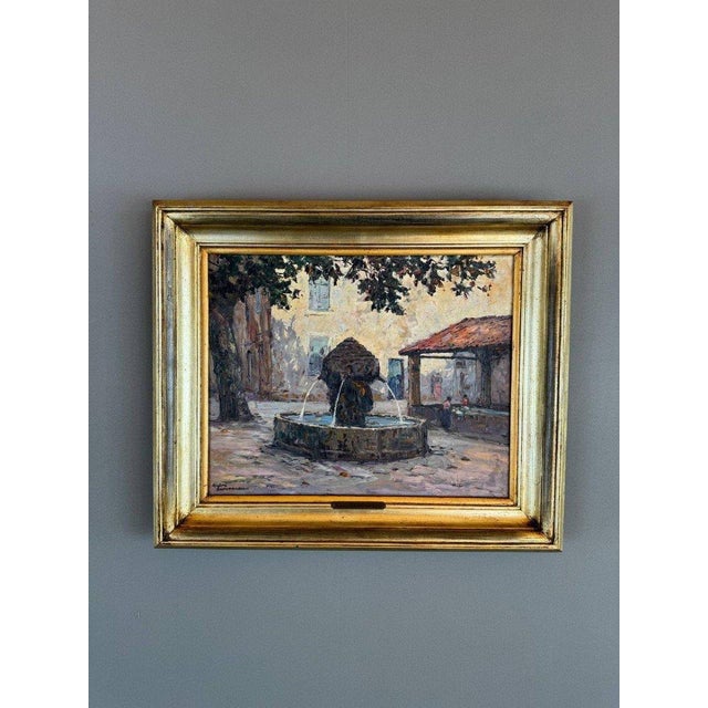 André Beronneau, Old Fountain at Cadenet, Vaucluse, 20th Century, Oil Painting on Canvas, Framed For Sale - Image 4 of 7