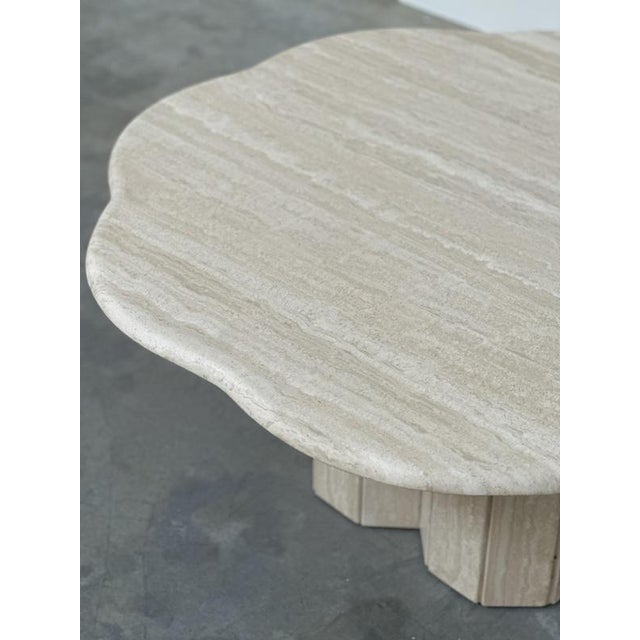 French Sculptural Travertine Flower Coffee Table, 1980s For Sale - Image 10 of 16