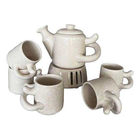 Ceramic Tea Set by Ove Pollas for Pollas Design, Denmark, 1970s, Set of 7 For Sale
