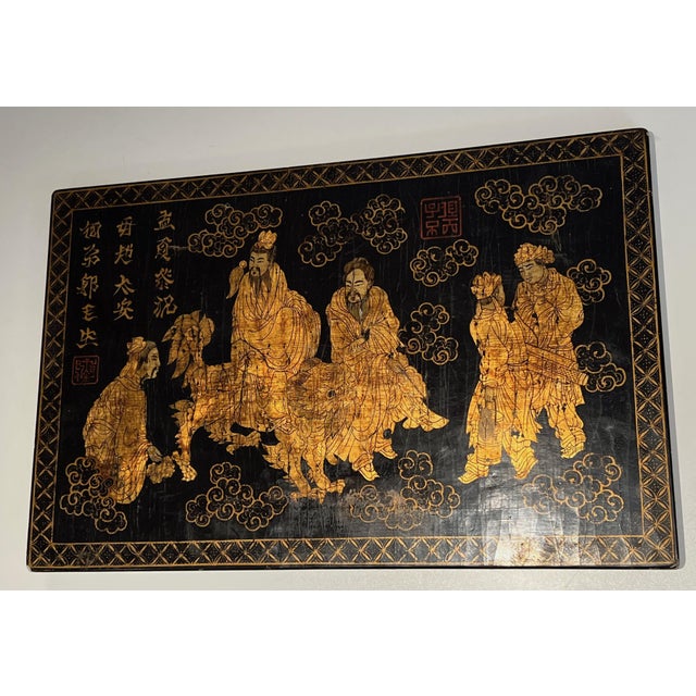 Lacquer and Gold Paint With Chinese Decorators. French Work. Circa 1970 For Sale - Image 4 of 12