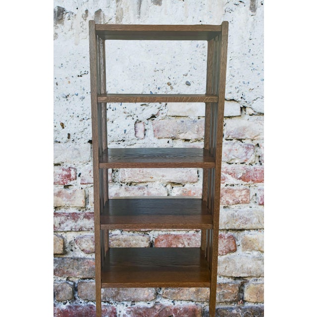 Antique Mission / Arts and Crafts Oak Five Shelf Open Bookcase or Shelving, Double Sided For Sale In Tampa - Image 6 of 11