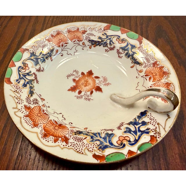 Japanese Moriyama Hand-Painted Gilt Floral Ceramic Candy Dish With Finger Loop Handle For Sale In Charleston - Image 6 of 9