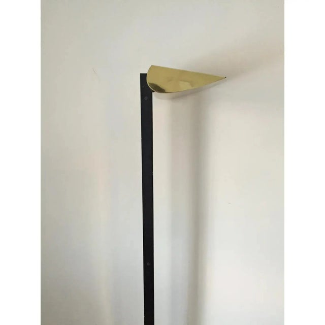 1980s Modern Iron and Brass Torchiere For Sale - Image 5 of 8