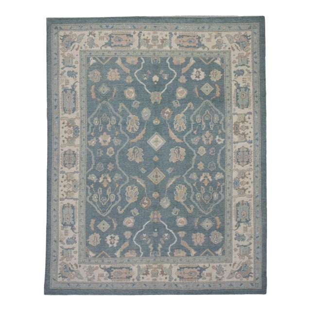 Modern Turkish Oushak Rug 8'2" x 9'11" For Sale
