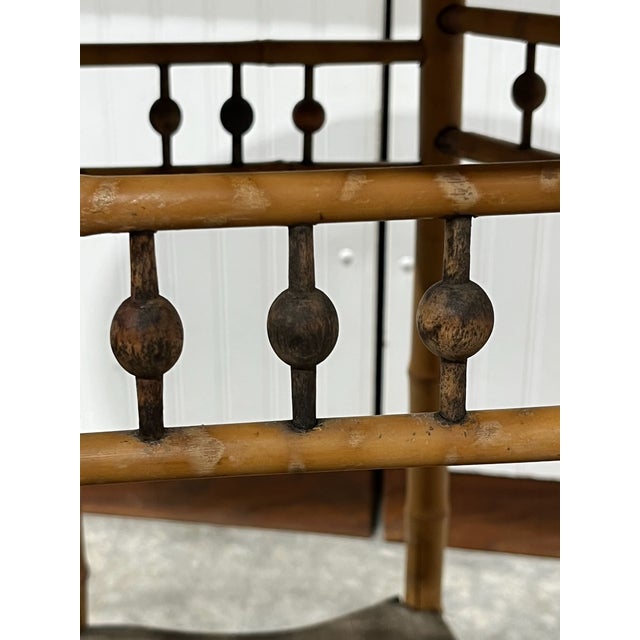 Tan Antique Japanoise Bamboo Table With Leather Top For Sale - Image 8 of 14
