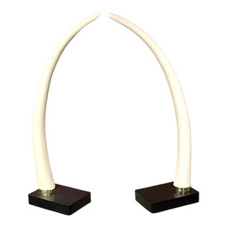 Late 20th Century Exotic Mid-Century Lacquered Faux Elephant Tusk Sculptures - a Pair For Sale