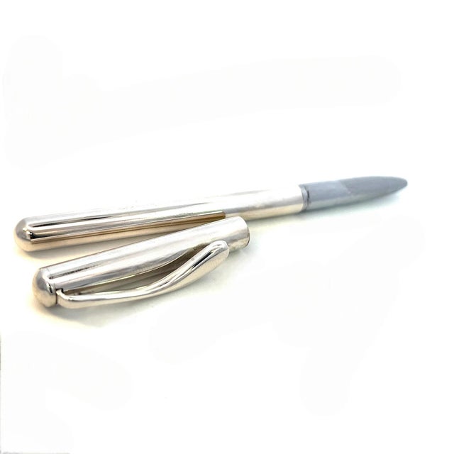 1990s Tiffany & Co Elsa Perreti Estate Ballpoint Pen 5" Silver For Sale - Image 9 of 12