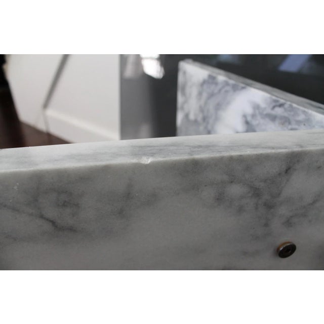 1970's White Carrara Marble Coffee Table With Smoke Glass Top For Sale In Boston - Image 6 of 12