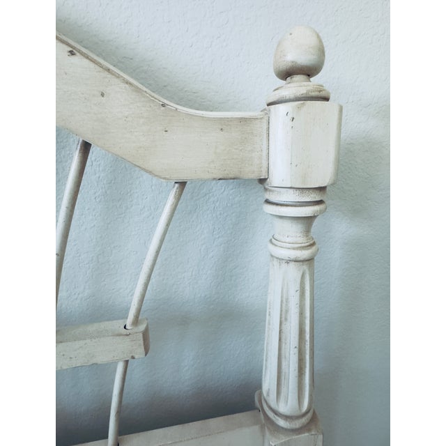 French Country Ethan Allen French Country Wheatback Queen Bedframe in Antique White For Sale - Image 3 of 5