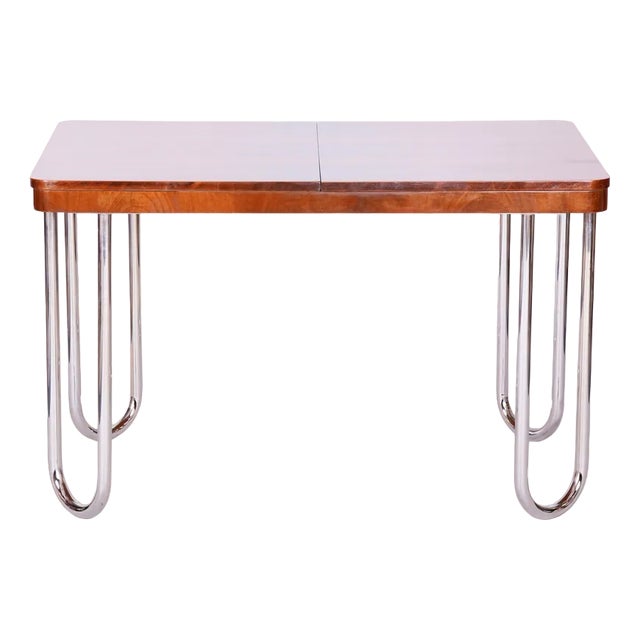 Czech Bauhaus Art Deco Folding Dining Table in Walnut attributed to J. Halabala for UP Závody, 1930s For Sale