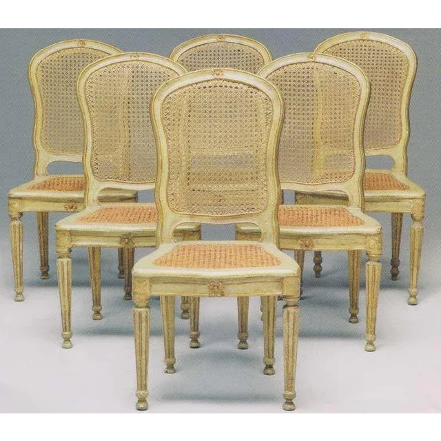 Italian 18th Century Painted and Parcel-Gilt Chairs, Set of 6 For Sale - Image 3 of 4