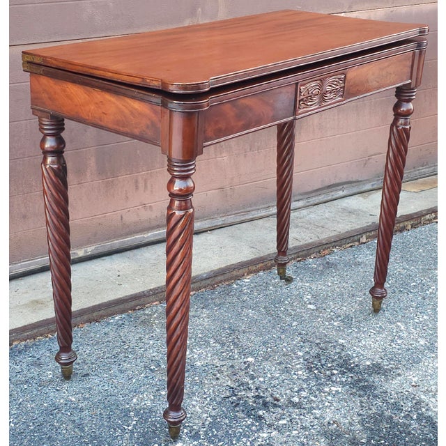 19th Century Sheraton Style Mahogany Flip-Top Game Table Console, Circa 1830s For Sale In Washington DC - Image 6 of 14
