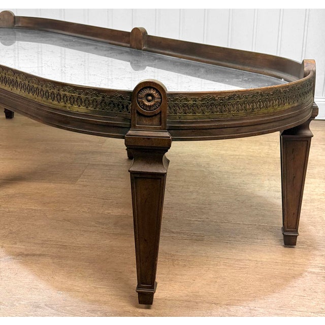 Vintage Neoclassical Mahogany Mirrored Oval Surtout De Coffee Table For Sale - Image 6 of 13