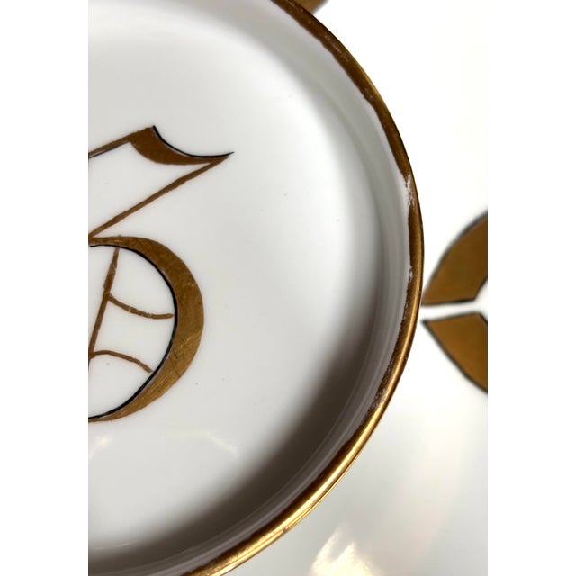 Antique Limoges Art Deco 2 Tier Caviar Plate 9.5” Gold Gilt G Mono For Sale - Image 9 of 12