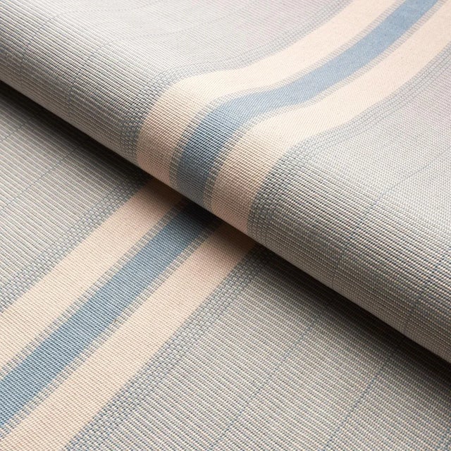 2020s Schumacher Ipala Hand Woven Stripe Fabric in Sky For Sale - Image 5 of 6