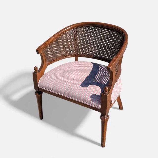 Regency Revival Cane Barrel-Back Armchair, 1970s For Sale - Image 10 of 18