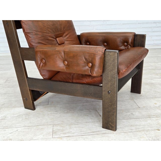 Vintage Scandinavian Lounge Chair in Furniture Leather, 1970s For Sale - Image 6 of 18