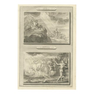 Pieter Mortier, Fire from Heaven and Elijah's Chariot of Fire, Pieter 1700, Engraving For Sale