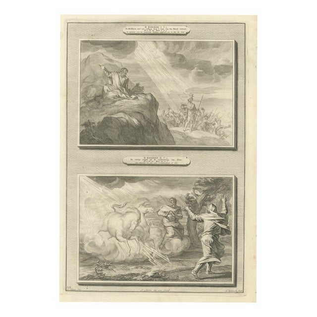 Pieter Mortier, Fire from Heaven and Elijah's Chariot of Fire, Pieter 1700, Engraving For Sale