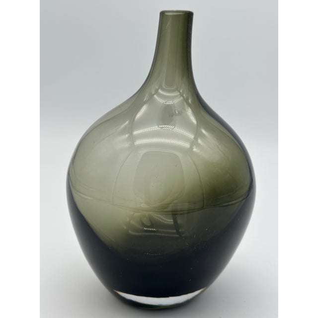 Mid 20th Century Holmegaard Smoke Green/Black Blown Glass Vase, Mid-Century For Sale - Image 5 of 5